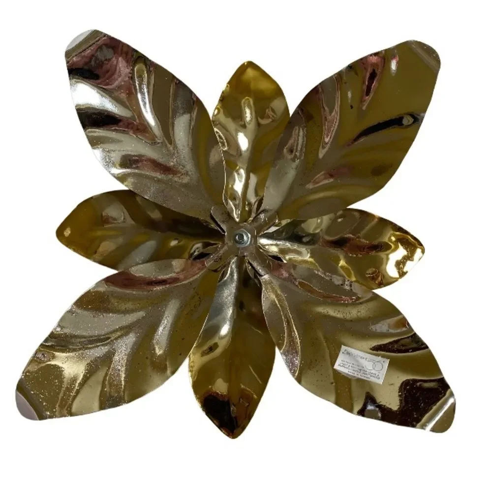 Vintage Department 56 Poinsettia Taper Candle Holder Silver Gold Shinny Finish